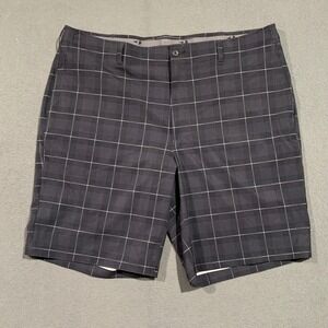 Grand Slam Men's Plaid Golf Shorts Size 42 Charcoal White Flat Front Stretch